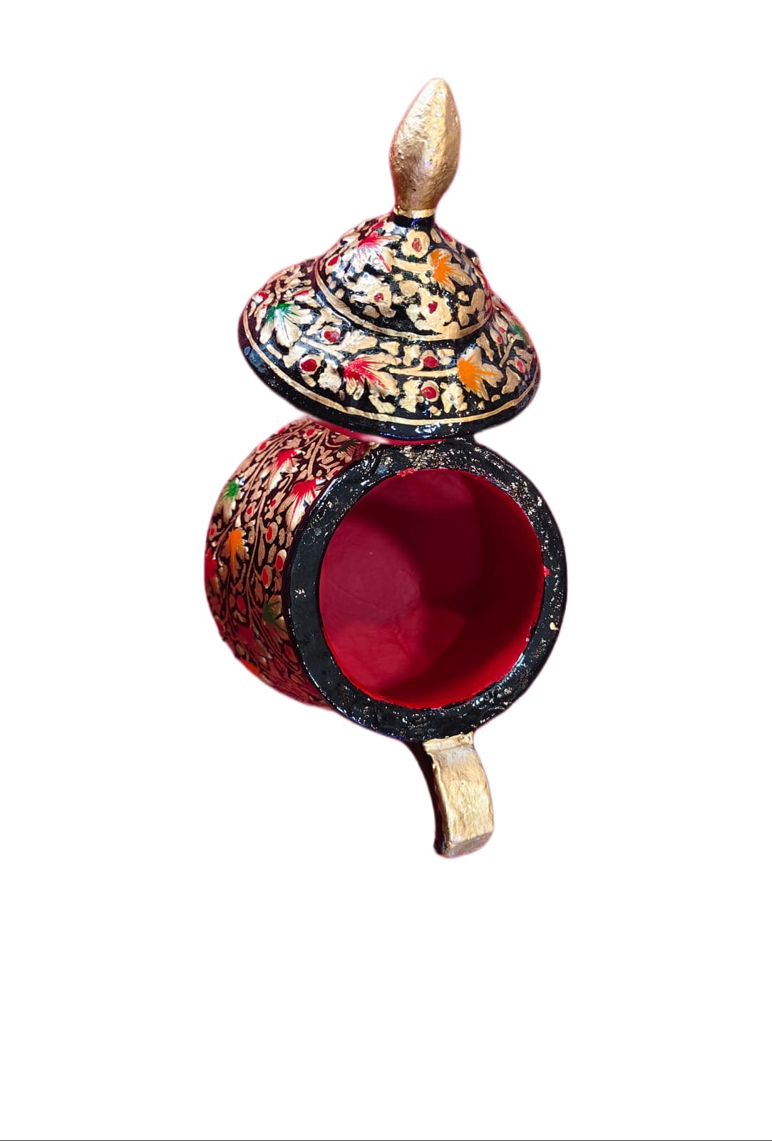 Handcrafted Kashmiri Paper Mache Samovar Jug – Traditional Decorative Art from Kashmir - Image 3