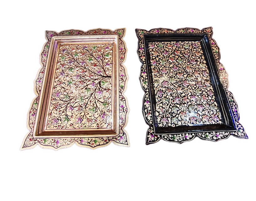 Handcrafted Kashmiri Paper Mache Serving Tray – Decorative & Functional Home Accent