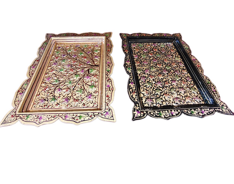 Handcrafted Kashmiri Paper Mache Serving Tray – Decorative & Functional Home Accent - Image 2