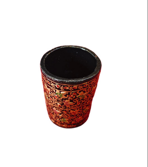 Hand-Painted Kashmiri Paper Mache Pen Holder – Eco-Friendly Desk Organizer - Image 6