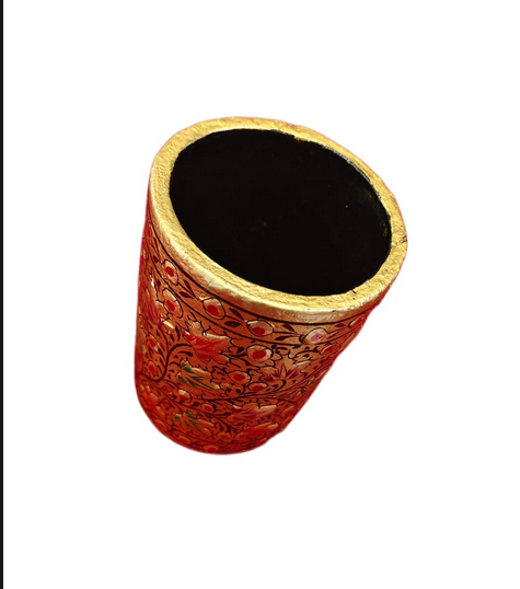 Hand-Painted Kashmiri Paper Mache Pen Holder – Eco-Friendly Desk Organizer - Image 2