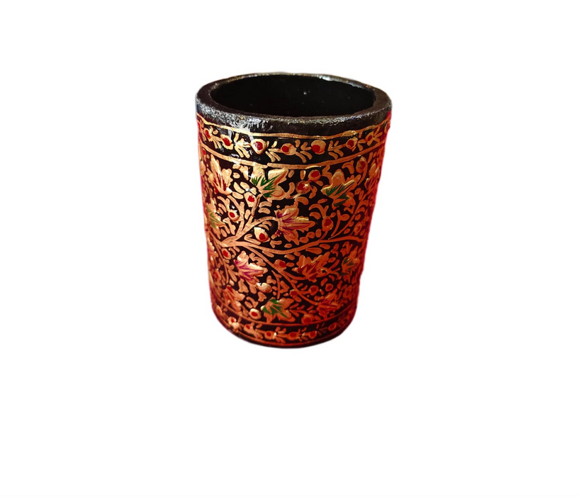Hand-Painted Kashmiri Paper Mache Pen Holder – Eco-Friendly Desk Organizer - Image 7